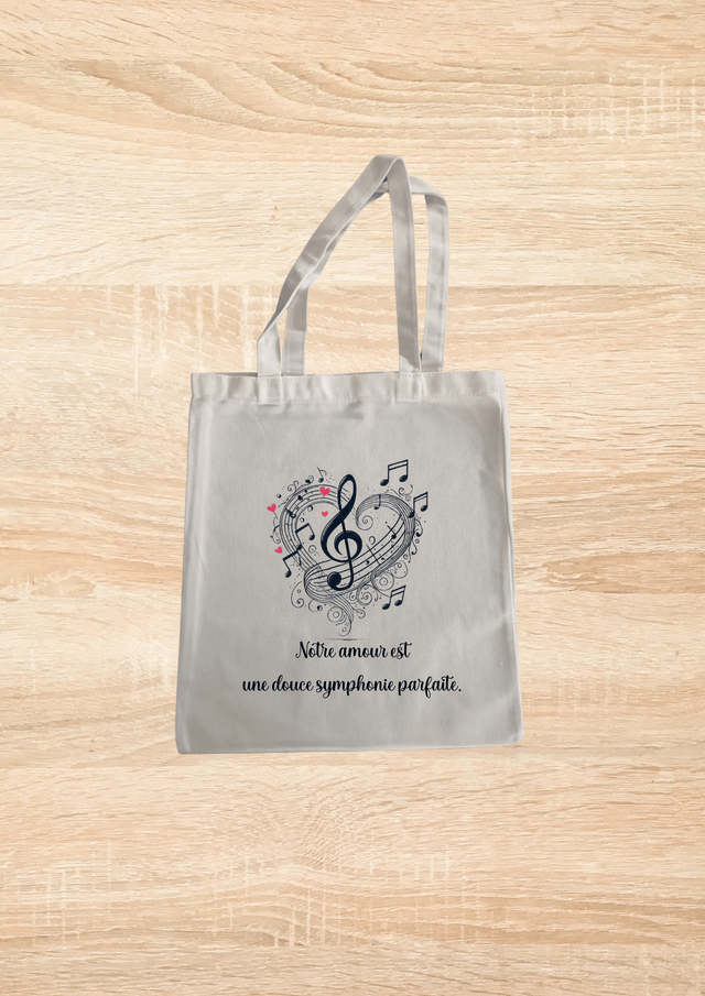 Sac fourre tout motif cœur note de musique et ses petit cœur rouge