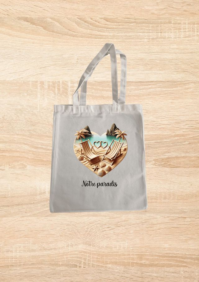 Sac fourre tout motif cœur plage 