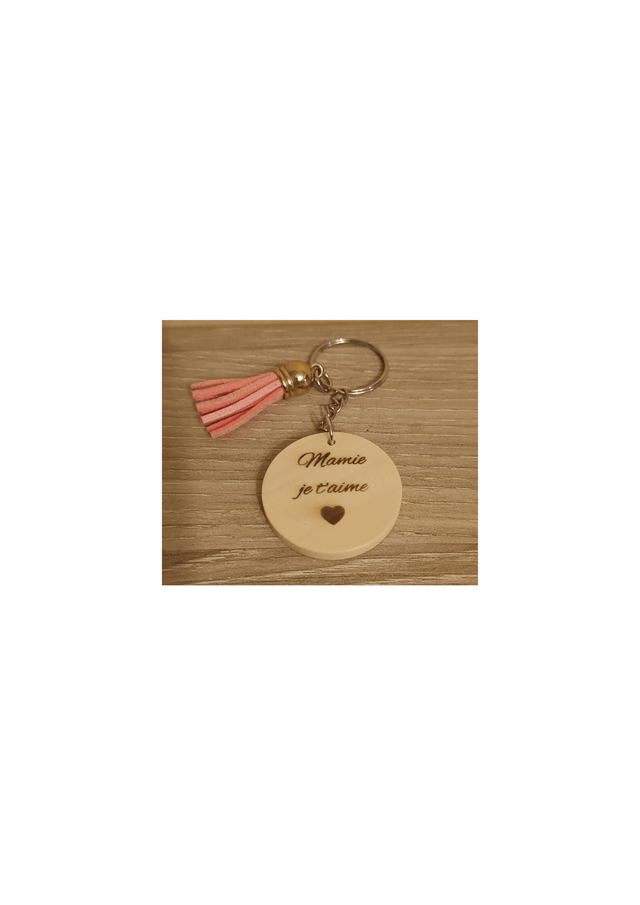  Porte-clé "Mamie je t’aime" en Bois Gravé - Personnalisable 