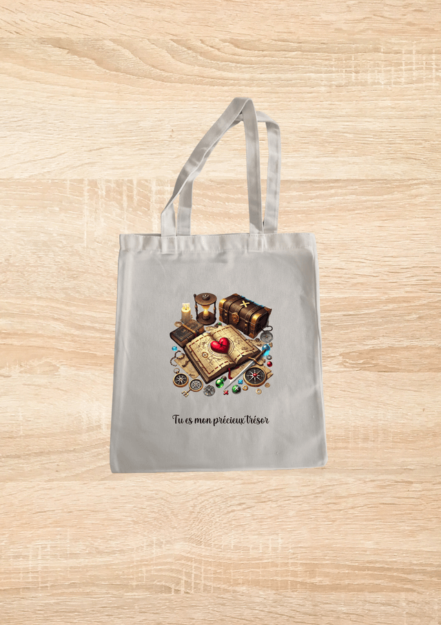 Sac fourre tout motif livre carte au trésor