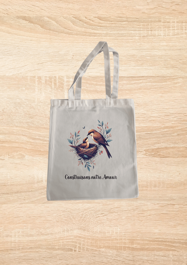 Sac fourre tout motif nid d'oiseau 