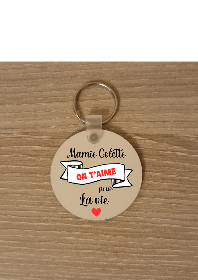 Porte clé mamie on t'aime pour la vie