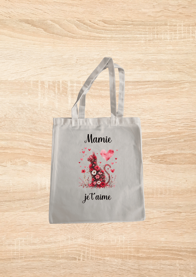Sac fourre tout mamie je t'aime motif chat 