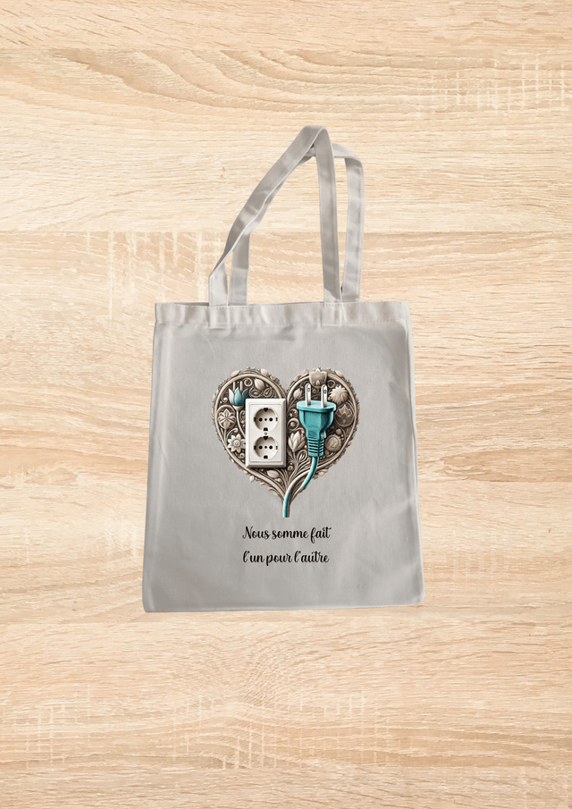 Sac fourre tout motif cœur prise éclectique et fiche 