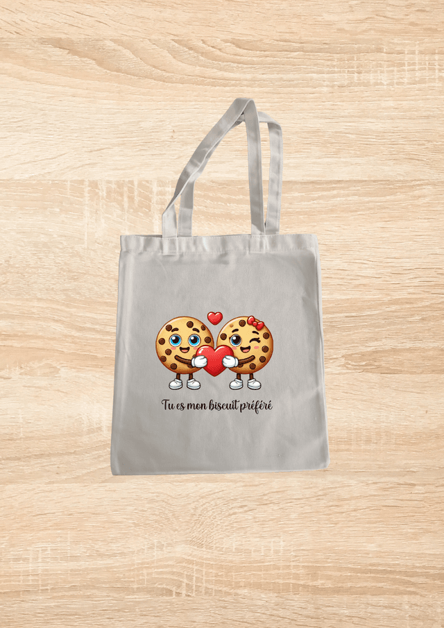 Sac fourre tout motif cookies cœur rouge et petit cœur rouge 