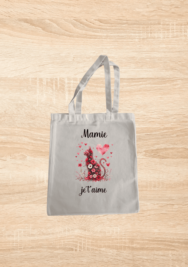 Sac fourre tout mamie je t&#039;aime motif chat