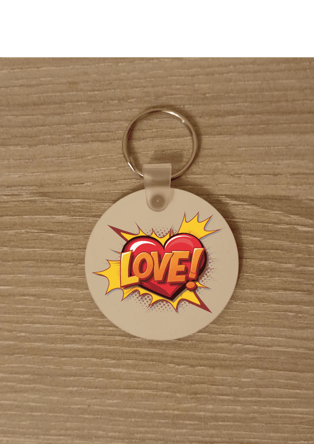 Porte clé love rouge et jaune