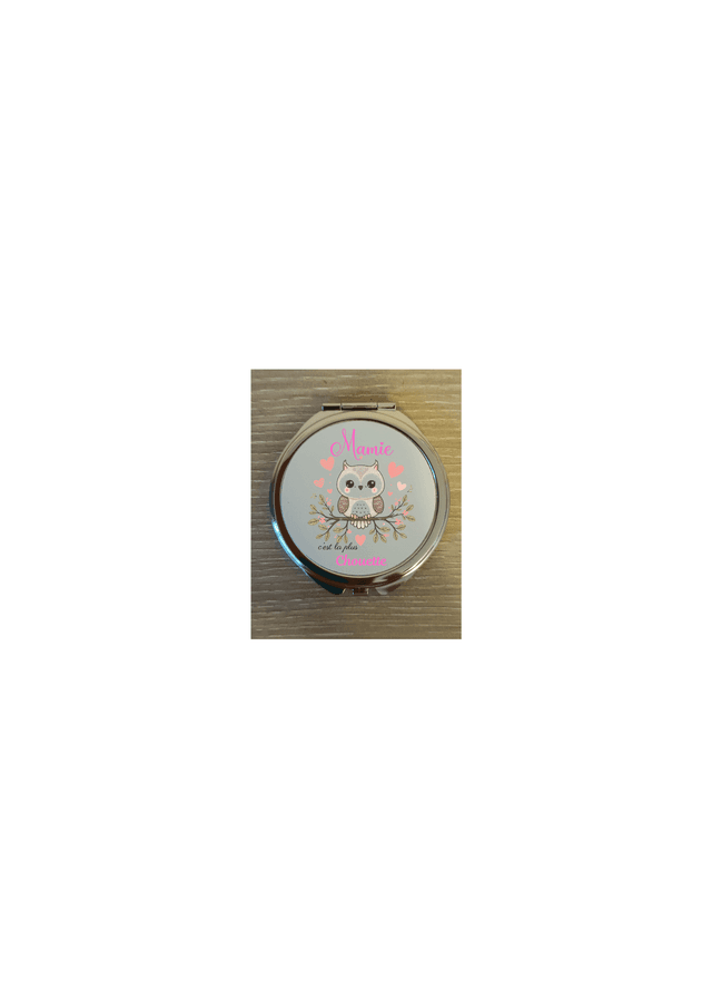 Miroir de Poche Personnalisable &quot;Mamie c&#039;est la plus chouette&quot;. 