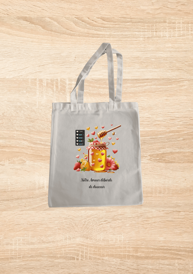 Sac fourre tout motif pot de miel et ses coeur