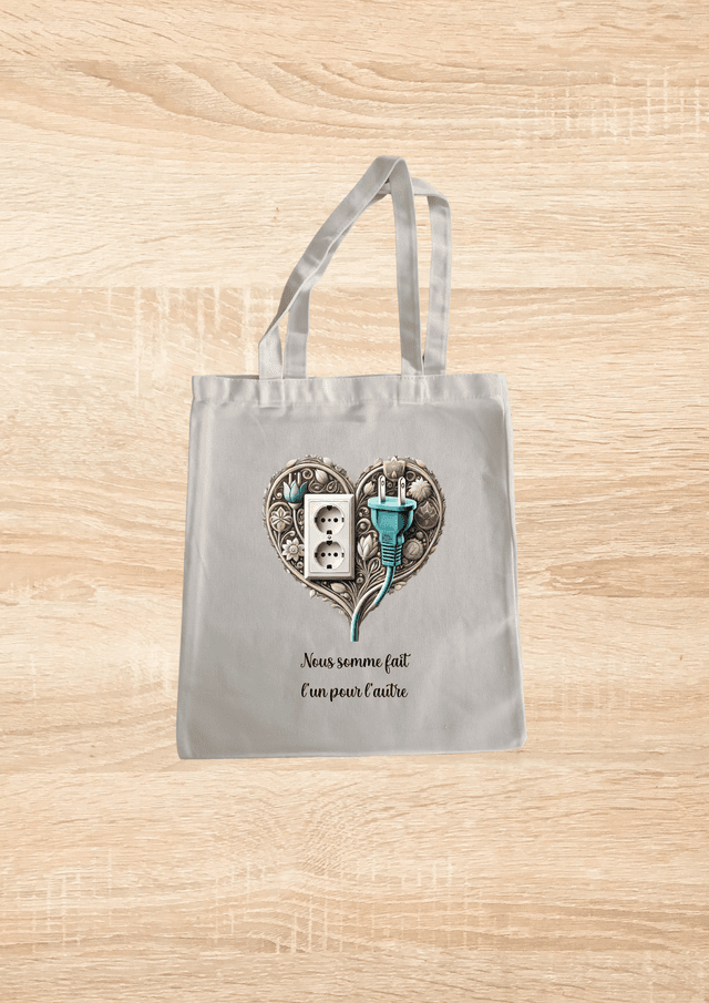 Sac fourre tout motif cœur prise éclectique et fiche 